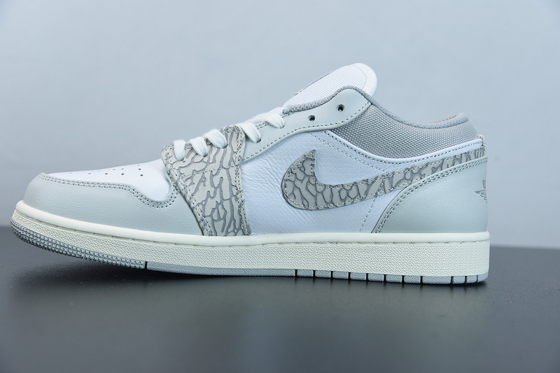 air jordan 1 low prm with grey elephant print dh4269-100