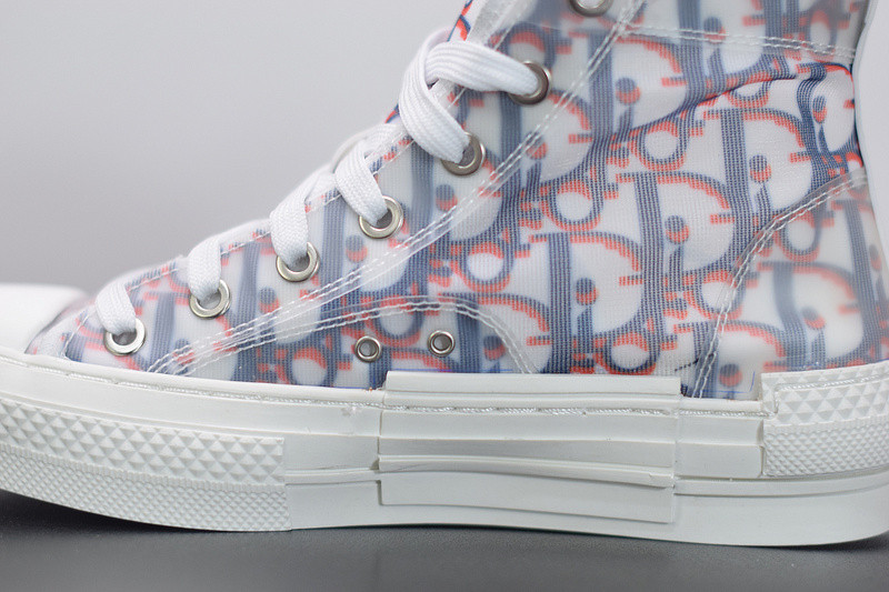 dio* b23 high-top sneaker in blue & red oblique