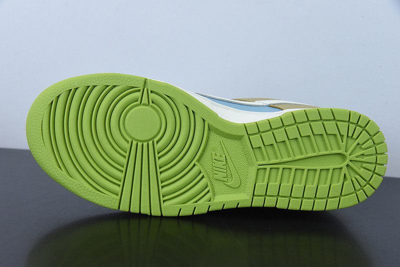 nike sb dunk low gs barley yellow sail white bright green dv9108-711